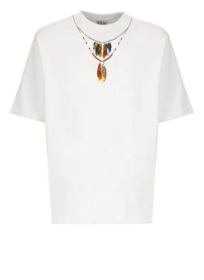Shop Marcelo Burlon County Of Milan Feathers Necklace T-shirt In White