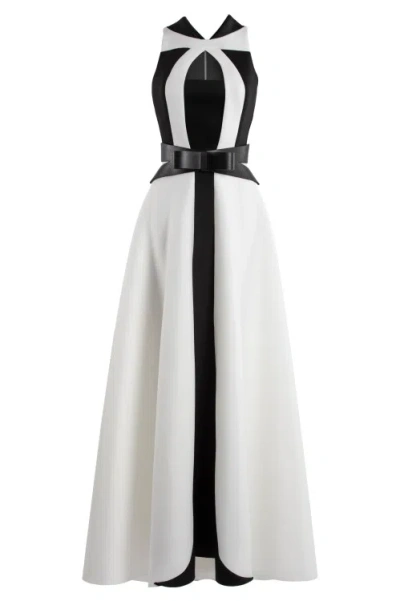 Shop Saiid Kobeisy Neoprene Dress With Contrasting Cuts In White