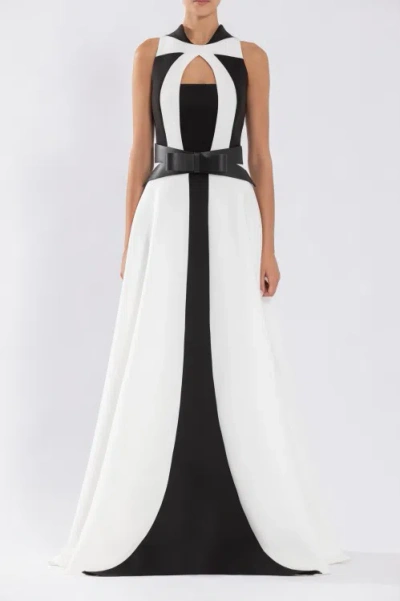 Shop Saiid Kobeisy Neoprene Dress With Contrasting Cuts In White