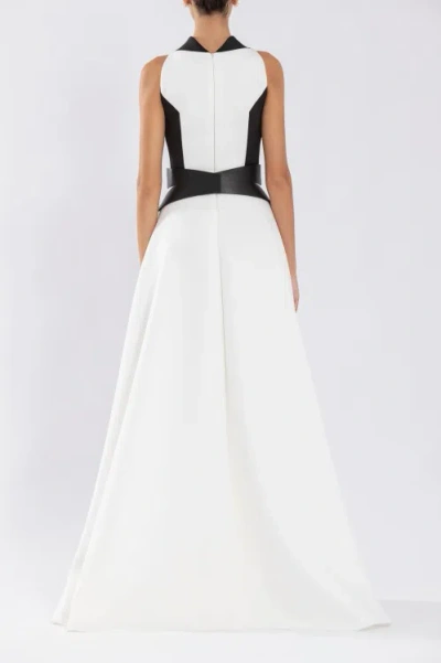 Shop Saiid Kobeisy Neoprene Dress With Contrasting Cuts In White