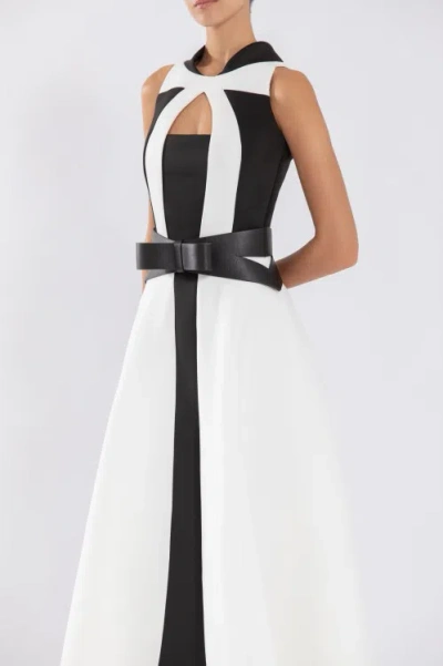 Shop Saiid Kobeisy Neoprene Dress With Contrasting Cuts In White