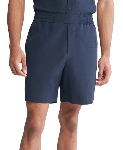 Shop Calvin Klein Men's Classic-fit Textured 7" Seersucker Shorts In Dark Sapphire