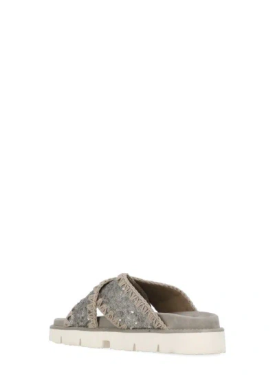 Shop Mou Grigio Suede Leather Sandals In Grey
