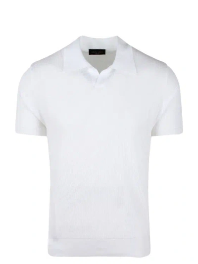 Shop Roberto Collina Ribbed Knit Polo Shirt In White