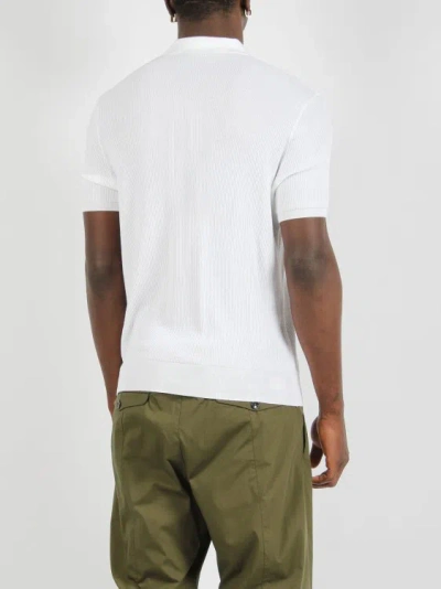Shop Roberto Collina Ribbed Knit Polo Shirt In White