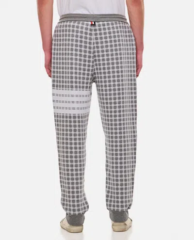 Shop Thom Browne Check 4 Bar Cotton Sweatpants In Grey