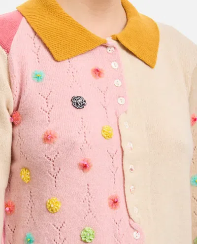 Shop Yanyan Wool Checked Collared Xl Slv Cardigan In Multicolor