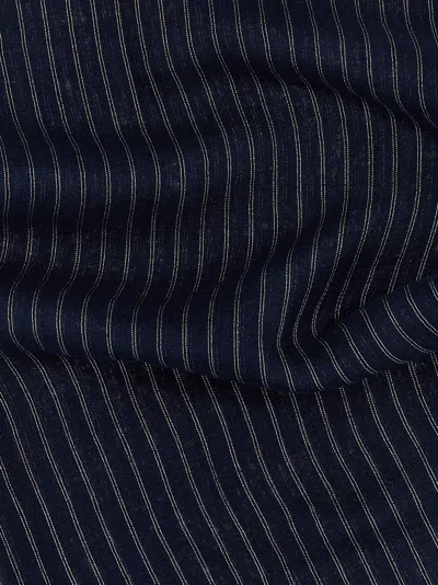 Shop Brunello Cucinelli Lurex Stripe Scarf In Blue