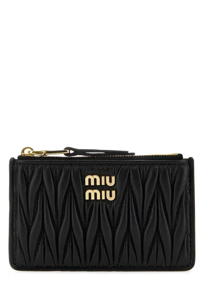 Shop Miu Miu Black Leather Card Holder In Nero