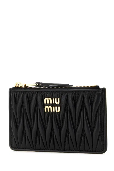 Shop Miu Miu Black Leather Card Holder In Nero