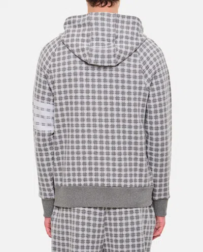 Shop Thom Browne 4 Bar Zip Up Cotton Hoodie In Grey