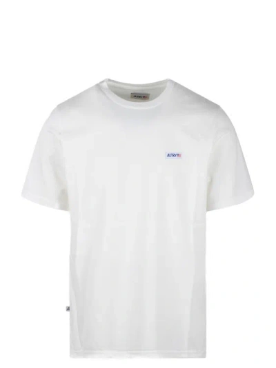 Shop Autry Cotton Crew Neck T-shirt In White