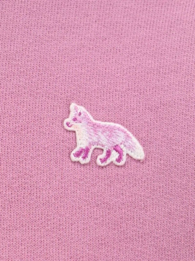 Shop Maison Kitsuné Cotton Sweatshirt With Frontal Fox Patch In Pink