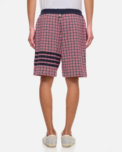 Shop Thom Browne Check 4 Bar Sweat Cotton Shorts In Pink