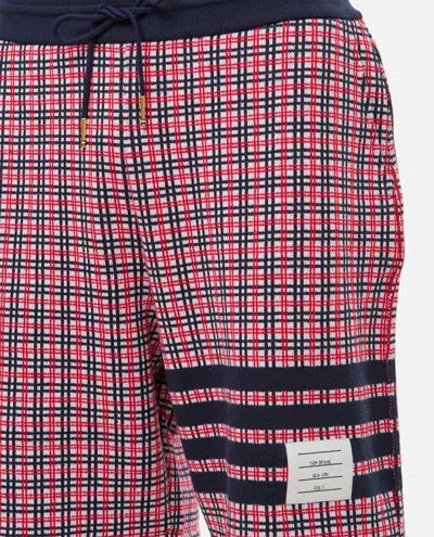 Thom Browne Check 4 Bar Sweat Cotton Shorts In Pink