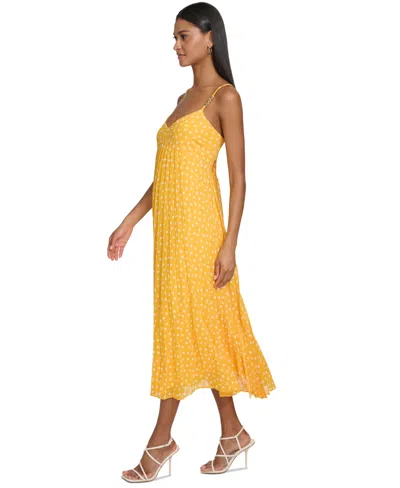 Shop Karl Lagerfeld Women's Polka-dot Pleated A-line Dress In Gold Fushn