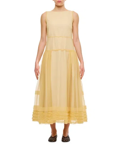 Shop Molly Goddard Nova Midi Dress In Yellow