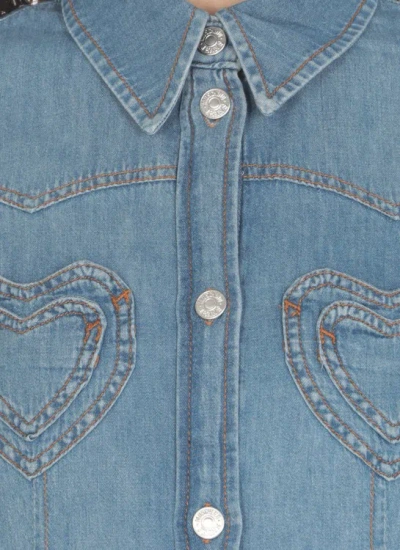 Shop Moschino Hearts Pockets Shirt In Blue