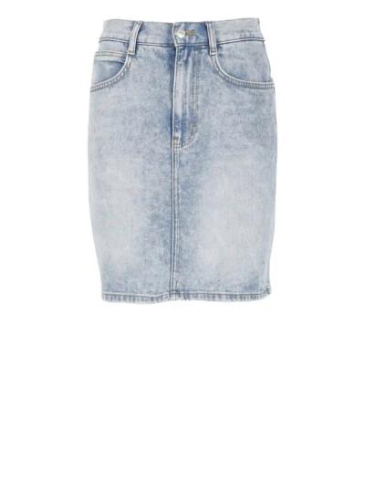 Shop Moschino Cotton Mini Skirt In Blue