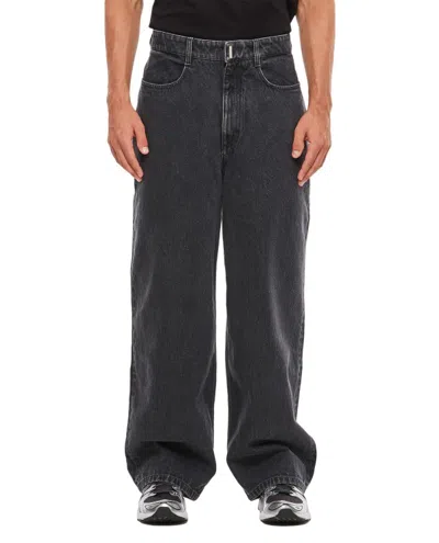 Shop Givenchy Low Crotch Wide Denim Pant In Black