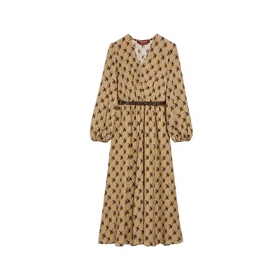 Shop Max Mara Oxalis Silk Dress In Brown