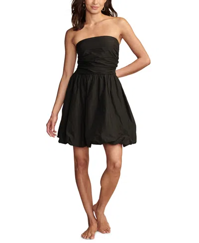 Shop Lucky Brand Women's Bubble-hem Strapless Dress In Jet Black