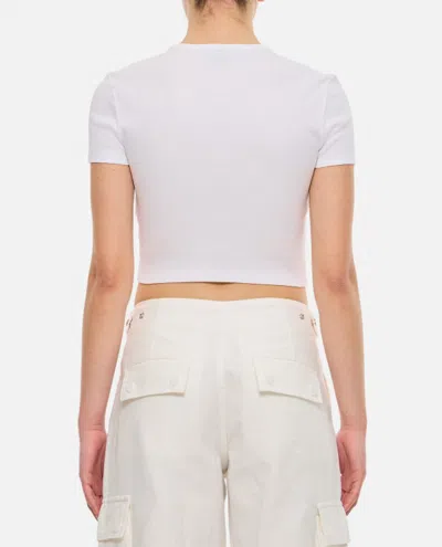 Shop Fendi Ribbed Cropped T-shirt In White