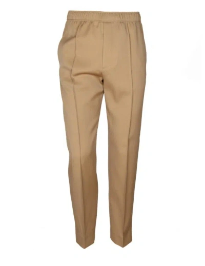 Shop Lanvin Wool Pants With Drawstring Desert Color In Brown