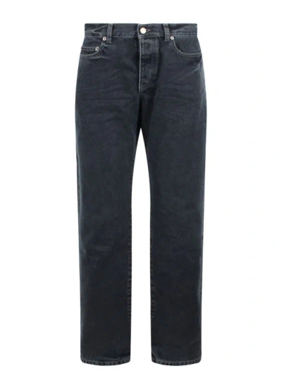 Shop Saint Laurent Dark Blue Black Denim Slim Fit Jeans