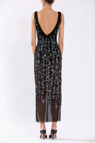 Saiid Kobeisy Tulle Dress, Straight Fit Dress With Sequin Beading In Grey