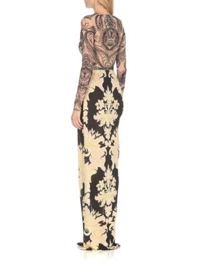 Shop Etro Venus Long Skirt In Neutrals