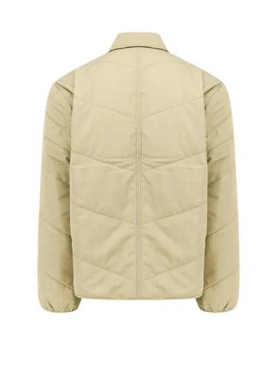 Shop Maison Kitsuné Quilted Nylon Jacket With Frontal Logo Patch In Neutrals