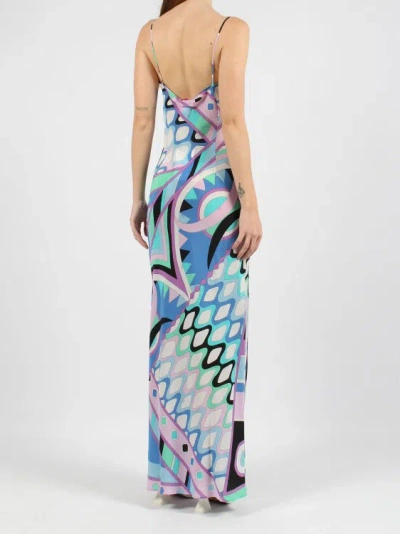 Shop Pucci Vivara-print Silk Dress In Blue