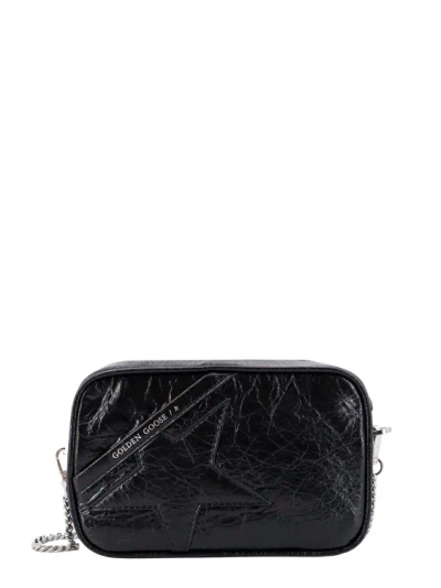 Shop Golden Goose Leather Shouler Bag With Iconic Frontal Star In Black