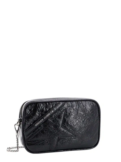 Shop Golden Goose Leather Shouler Bag With Iconic Frontal Star In Black