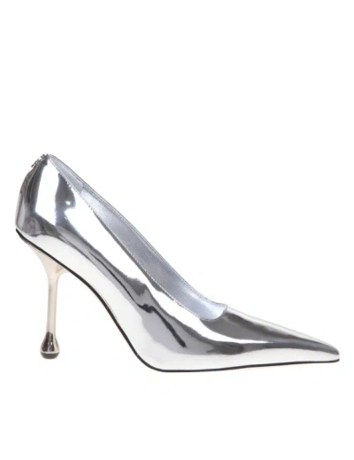 Shop Jimmy Choo Ixia 95 Sandal In Mirror Effect Leather In Silver