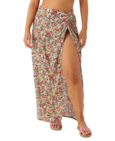 Shop O'neill Juniors' Hanalei Side-slit Cover-up Maxi Skirt In Multi Color