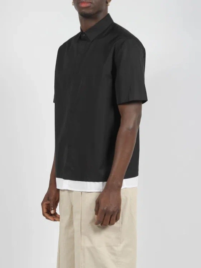 Shop Neil Barrett Loose Double Layer Short Sleeve Shirt In Black