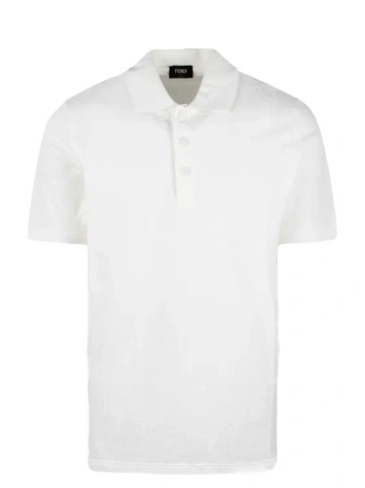 Shop Fendi Ff Pique` Polo Shirt In White