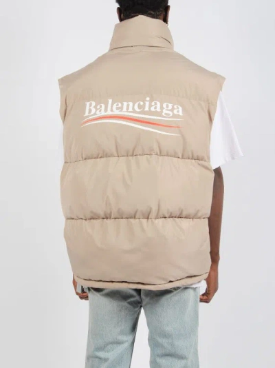 Shop Balenciaga Puffer Cocoon Political Campaign Gilet In Grey