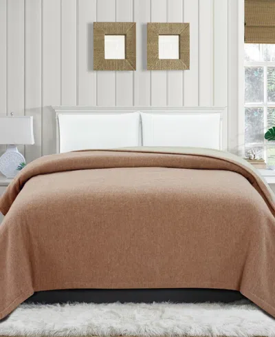 Melange Self Hem Merino Wool Blanket, Full/queen In Ivory,oatmeal