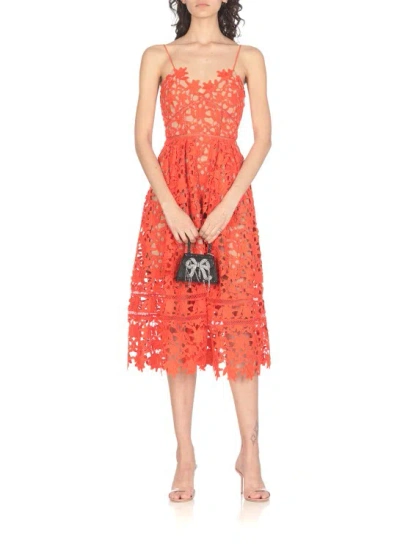 Shop Self-portrait Azalea Midi Dress In Orange