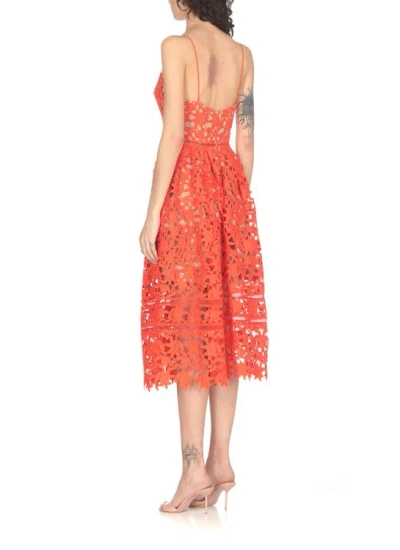 Shop Self-portrait Azalea Midi Dress In Orange