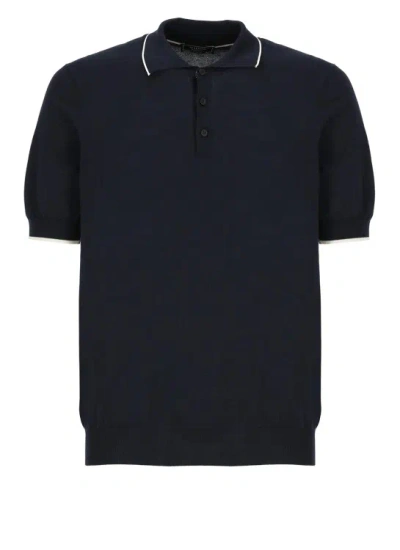 Shop Peserico Blue Cotton Threebuttons Polo Shirt