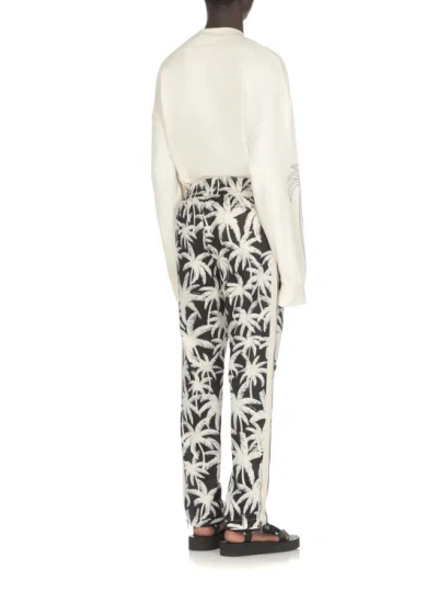 Shop Palm Angels Pants With Print In Grey