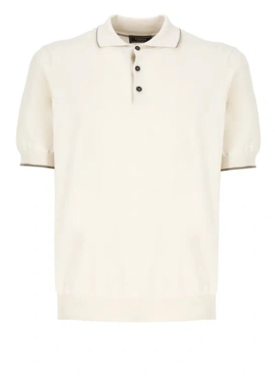 Shop Peserico Ivory Cotton Threebuttons Polo Shirt In Neutrals