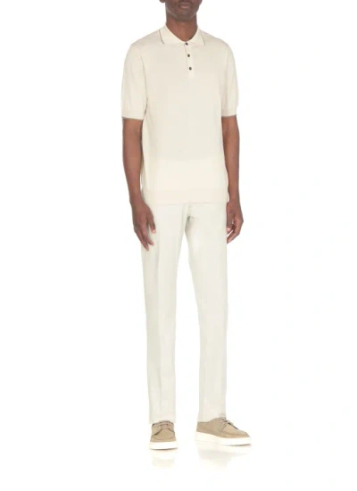 Shop Peserico Ivory Cotton Threebuttons Polo Shirt In Neutrals