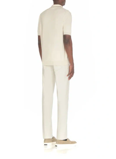 Shop Peserico Ivory Cotton Threebuttons Polo Shirt In Neutrals