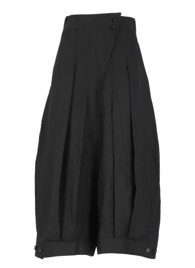 Shop Nu Linen Trousers In Black
