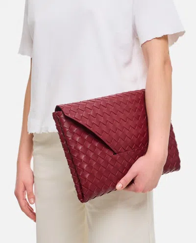 Shop Bottega Veneta Origami Large Envelope Leather Bag In Burgundy